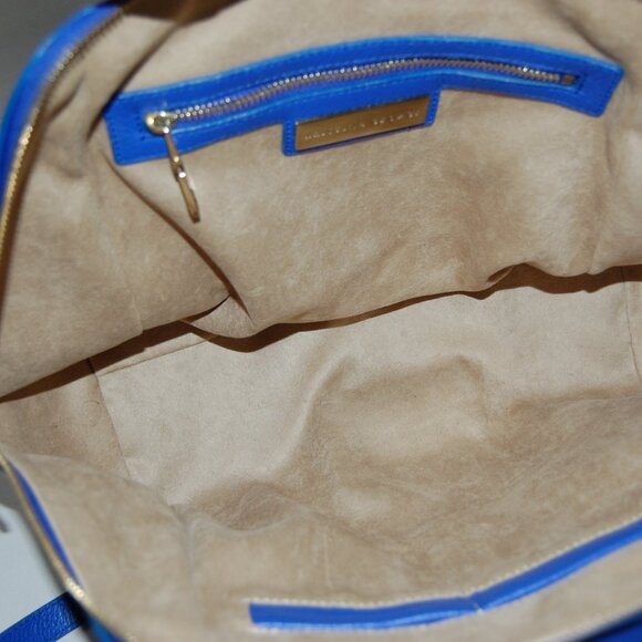 ❤️ Kristina George Izabelle Blue Leather Satchel Hand Bag Purse Shoulder Bag - Picture 9 of 11